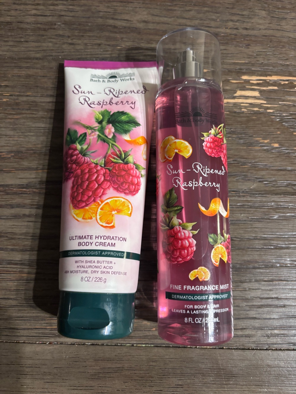 Bath & Body Works Sun-Ripened Raspberry Body Cream & Fragrance Mist - Pink